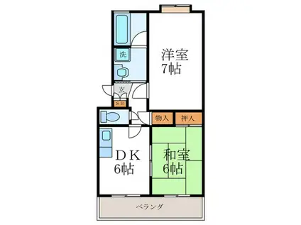 ピアレス千本(2DK/2階)の間取り写真