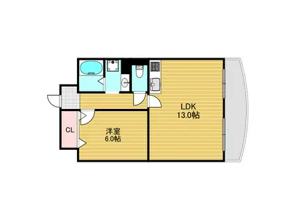 サンキライフ白遙(1LDK/6階)の間取り写真