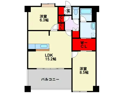 ルフォンド天神(2LDK/2階)の間取り写真