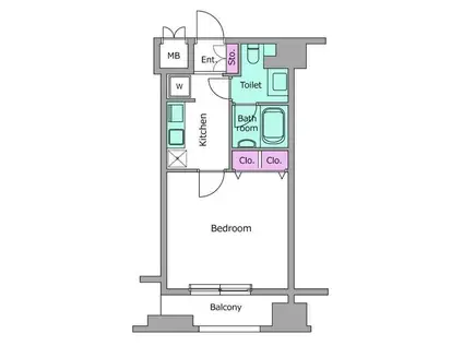 ピアネッタ汐留(1K/12階)の間取り写真