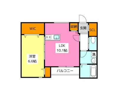 クレシア井尻(1LDK/2階)の間取り写真