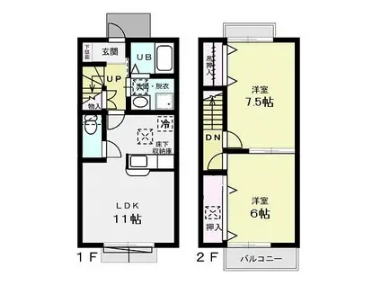 プリマヴェーラ(2LDK/1階)の間取り写真