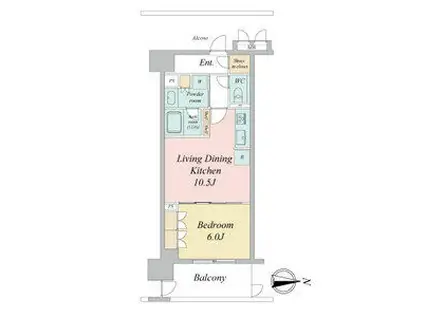 ラフィシア上前津(1LDK/4階)の間取り写真