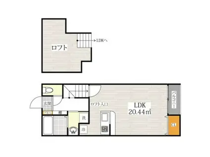 スローライフ箱崎(ワンルーム/2階)の間取り写真