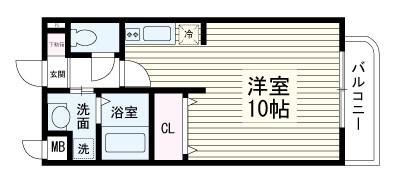 レーベンス柏木(ワンルーム/1階)の間取り写真