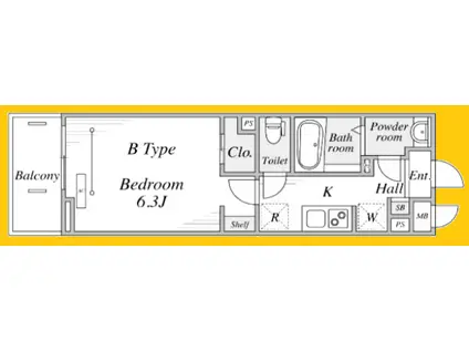 リブリ・西横浜II(1K/2階)の間取り写真