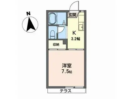 壱番館旭ヶ丘(1K/1階)の間取り写真