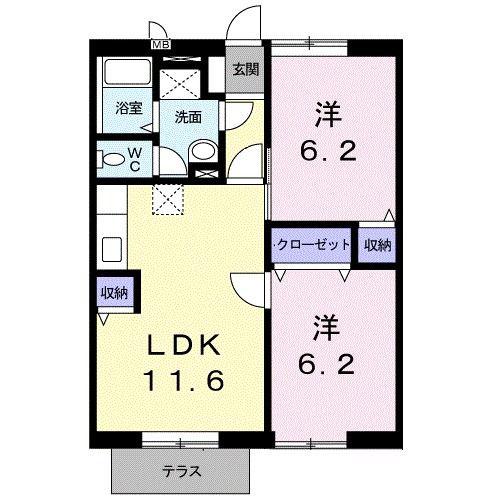 グレイスドリーム(2LDK/1階)の間取り写真