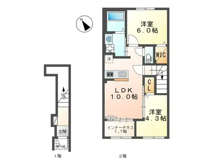 スターテラスII東川口(2LDK/2階)の間取り写真