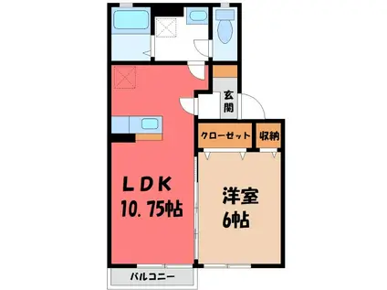 ボルテージ(1LDK/2階)の間取り写真