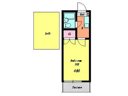 セドルハイム三鷹C(1K/1階)の間取り写真