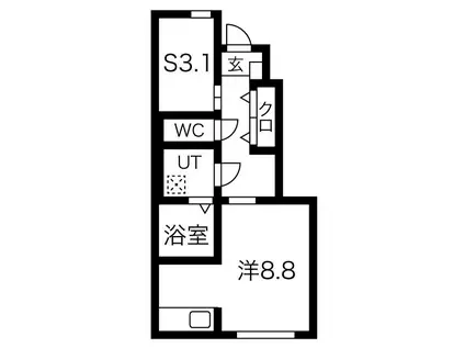 ハピネスコート桧(1SK/1階)の間取り写真