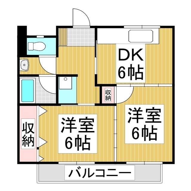 リバーサイド小伝馬(2DK/2階)の間取り写真
