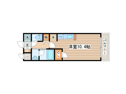 プラウドフラット河原町(ワンルーム/2階)の間取り写真