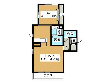 ボナール(1LDK/1階)の間取り写真