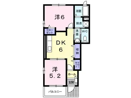 レバンテA(2DK/1階)の間取り写真