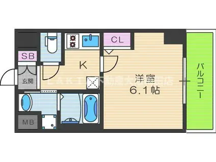 エステムコート梅田北IIゼニス(1K/4階)の間取り写真