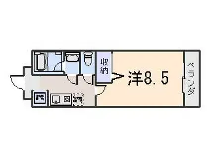 リファイン椥辻(1K/2階)の間取り写真