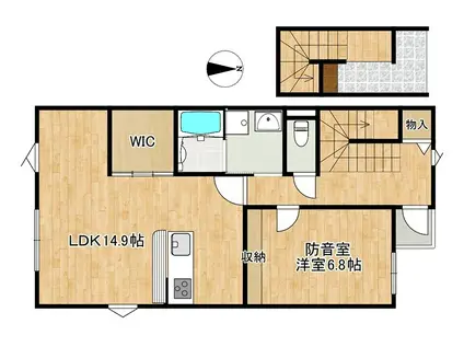 VESSELL堤町(1LDK/2階)の間取り写真