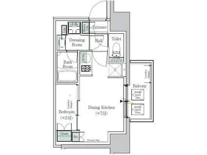 ONE ROOF RESIDENCE NISHI NIPPORI(1DK/5階)の間取り写真