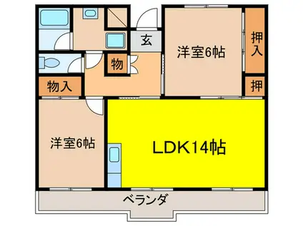 フェルムメゾンツツイ(2LDK/3階)の間取り写真