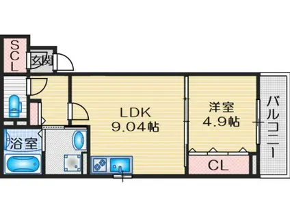 プレステージVI京口(1LDK/2階)の間取り写真