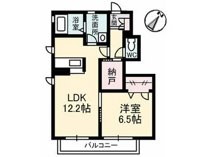CORPORUSE城北(1LDK/1階)の間取り写真