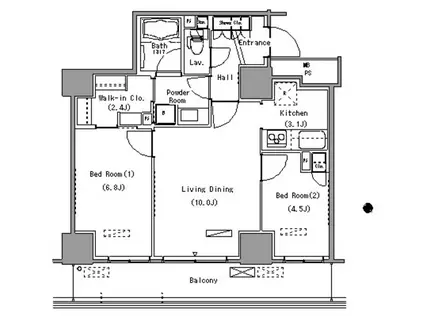パークアクシス豊洲(2LDK/9階)の間取り写真