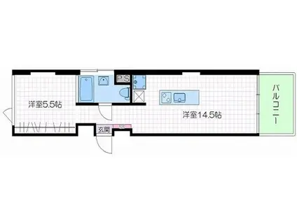 匠空KYOMACHIBORI(1LDK/9階)の間取り写真