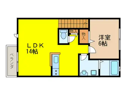 アンボワーズ売布(1LDK/2階)の間取り写真