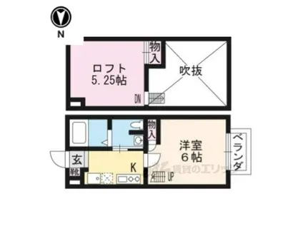 ロフティ紫野西土居町(1K/2階)の間取り写真