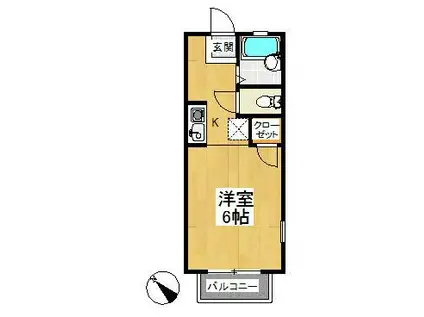 ヴェルハウスA棟(1K/2階)の間取り写真