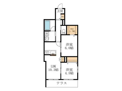 ラ カーザ ドルチェ(2LDK/1階)の間取り写真