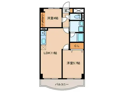 サンモール四季II(2LDK/3階)の間取り写真