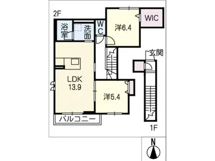 メゾン・ド・59(2LDK/2階)の間取り写真