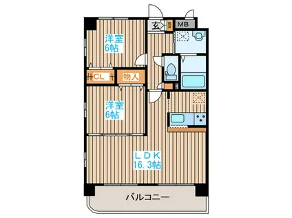 メゾンキャップII(2LDK/7階)の間取り写真