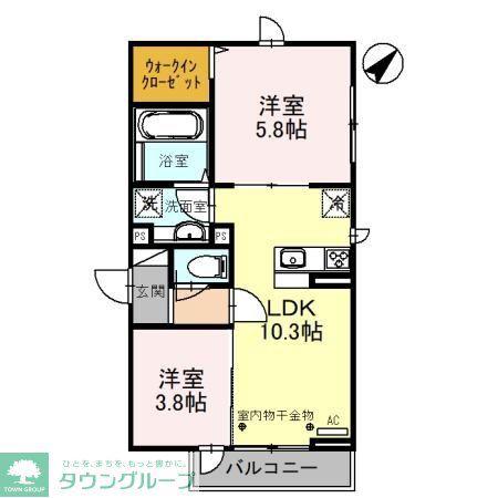 ECLAT西大宮(2LDK/2階)の間取り写真