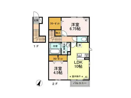 グーフォカステッロ(2LDK/2階)の間取り写真