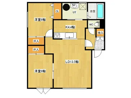 ミントハウス寿V(2LDK/1階)の間取り写真