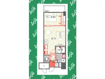 TQレジデンス名古屋錦(1LDK/3階)の間取り写真