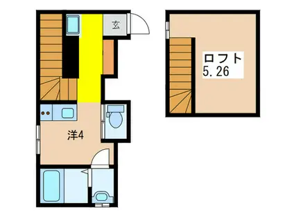 カーサ・パーシモン(ワンルーム/2階)の間取り写真
