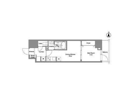 DAFFITTO錦糸町(1DK/14階)の間取り写真