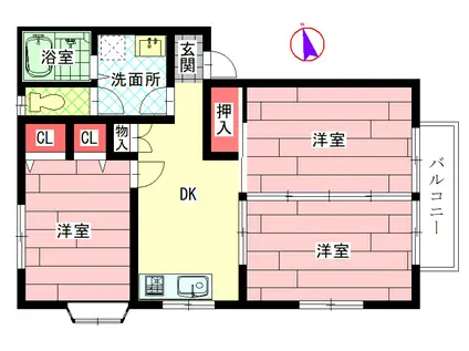 フロンティア西浜田(3DK/2階)の間取り写真