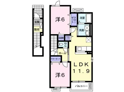 シック・ポワールI(2LDK/2階)の間取り写真