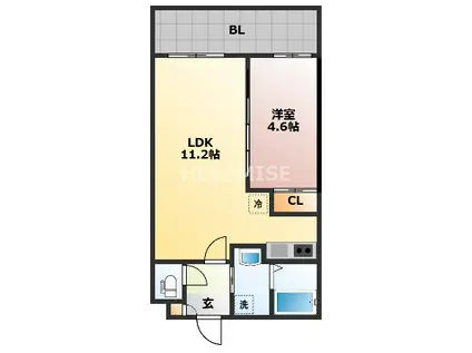 SGB浜町(1LDK/10階)の間取り写真