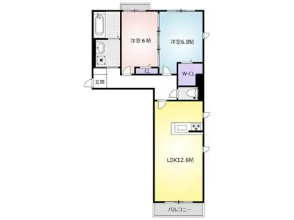 CRYSTAL PALACE(2LDK/3階)の間取り写真