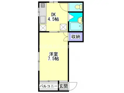 コーポフレグランス(1DK/1階)の間取り写真