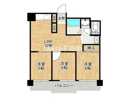 朝日プラザ桑津第2(3LDK/5階)の間取り写真