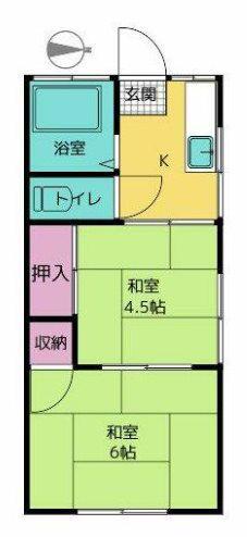 伊草ハイツ(2K/1階)の間取り写真