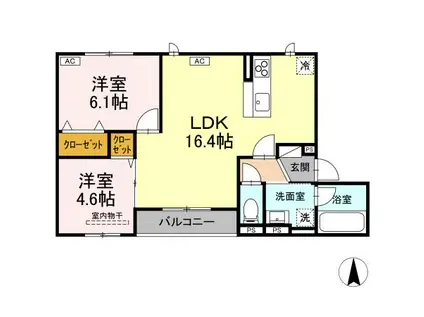 ラフィネ西桜町(2LDK/2階)の間取り写真